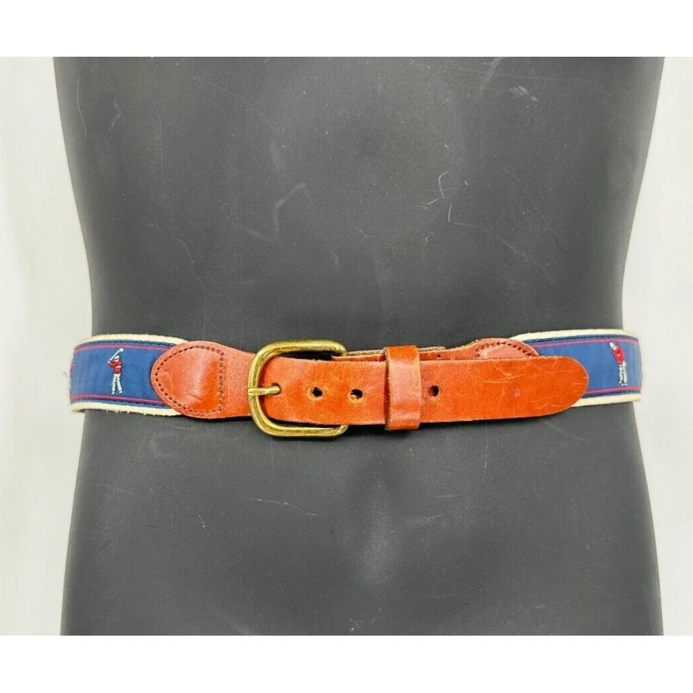 Leather Man Limited Men's Handmade Blue Canvas Golfer Leather Belt Size 38